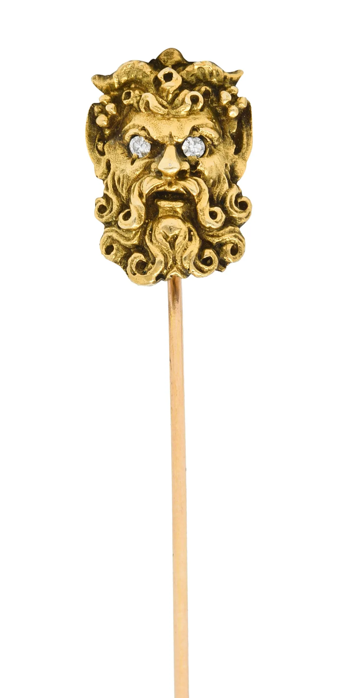 Art Nouveau Diamond 14 Karat Gold Pan Satyr Greek God Stickpin