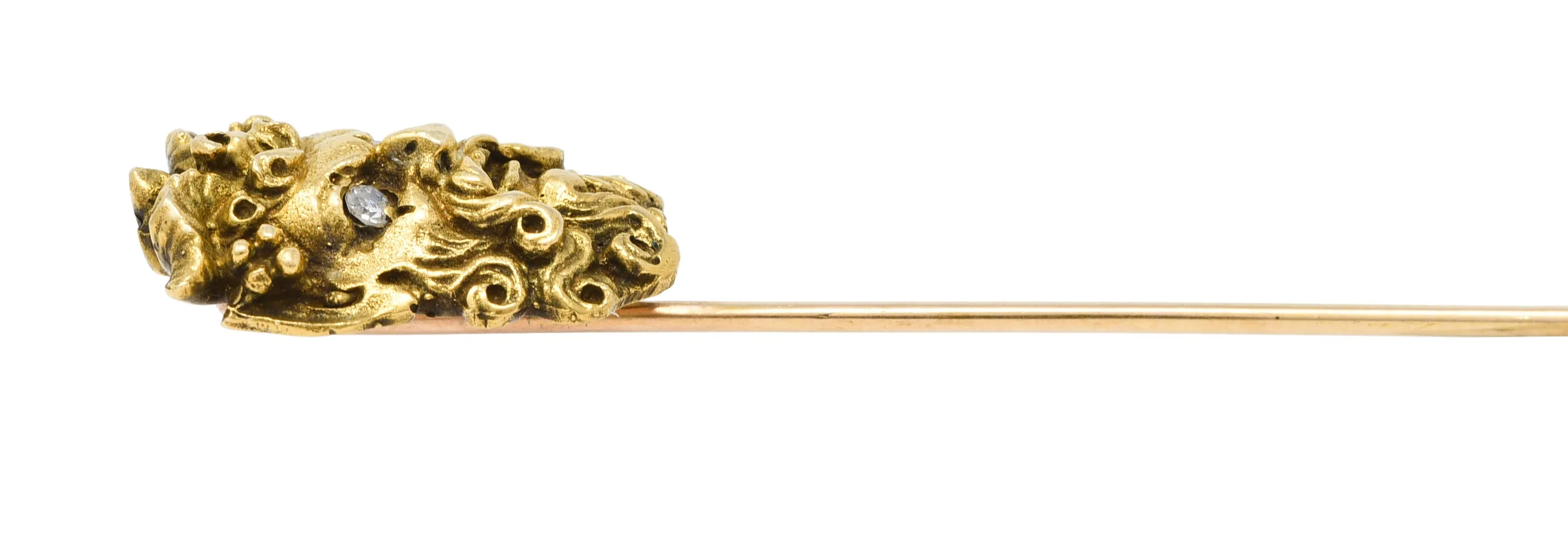 Art Nouveau Diamond 14 Karat Gold Pan Satyr Greek God Stickpin