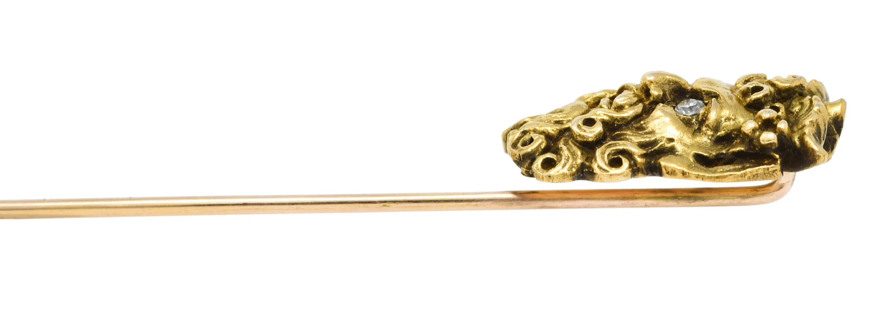 Art Nouveau Diamond 14 Karat Gold Pan Satyr Greek God Stickpin