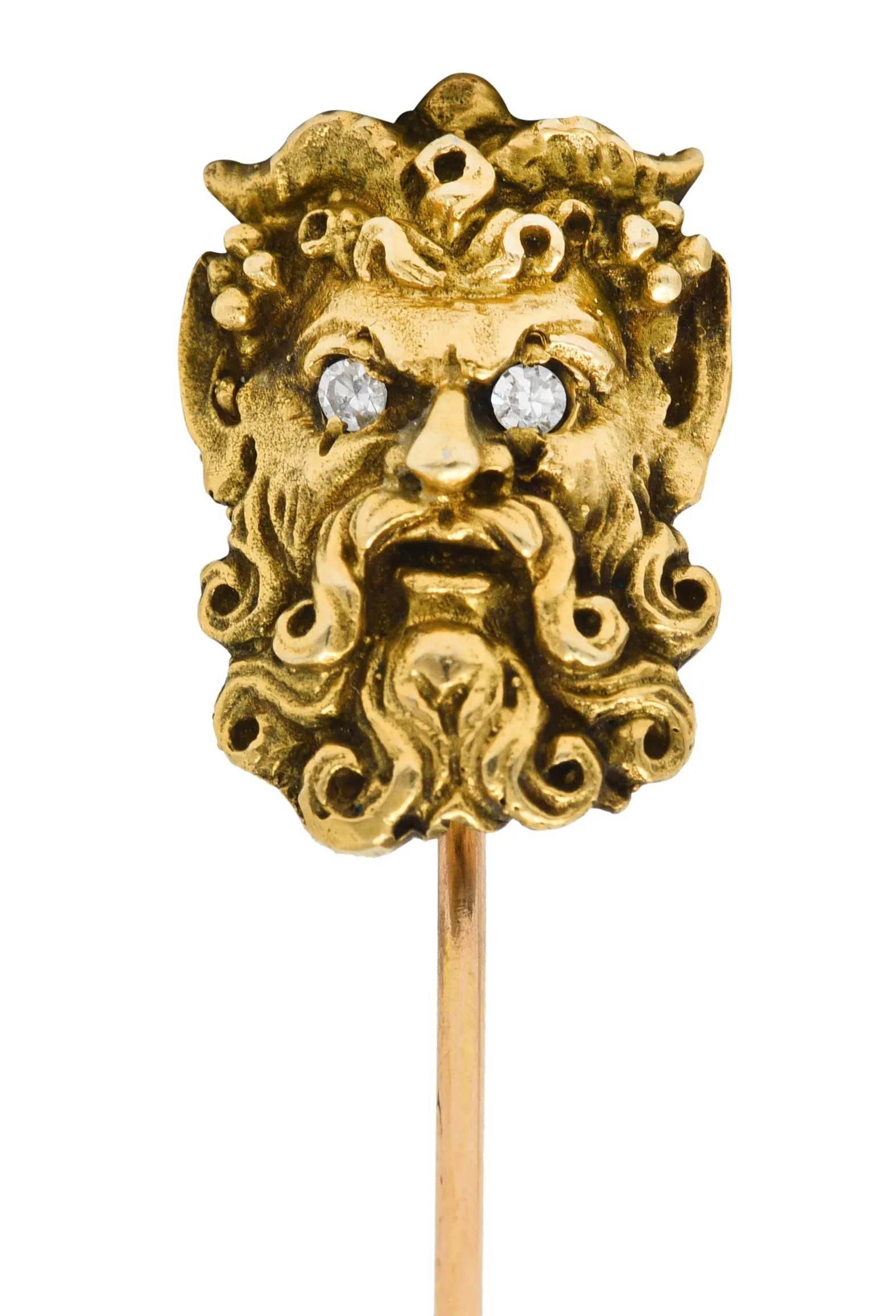 Art Nouveau Diamond 14 Karat Gold Pan Satyr Greek God Stickpin