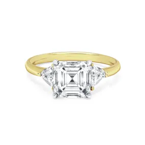 Asscher Cut Diamond Setting with Side Trillion Diamonds