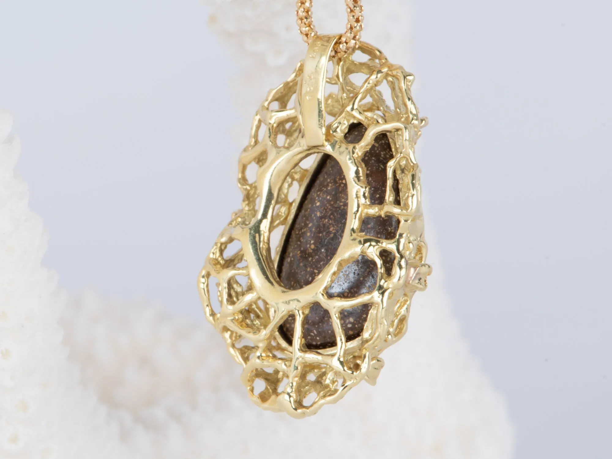 Australian Boulder Opal and Diamond Pendant with Chain 18K Gold 10.38g V1125