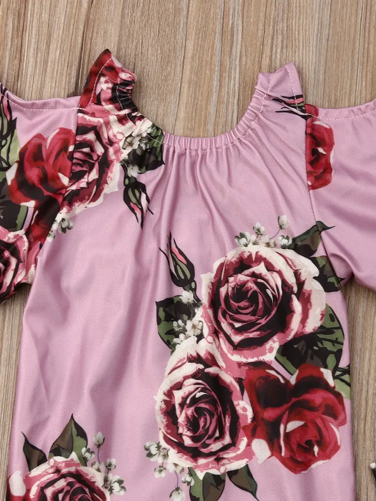 Baby Flowers N Flare Cold Shoulder Onesie with Stockings Set