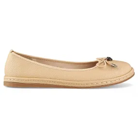 Beige women's ballerinas with leather insole comfortable women's half-shoes