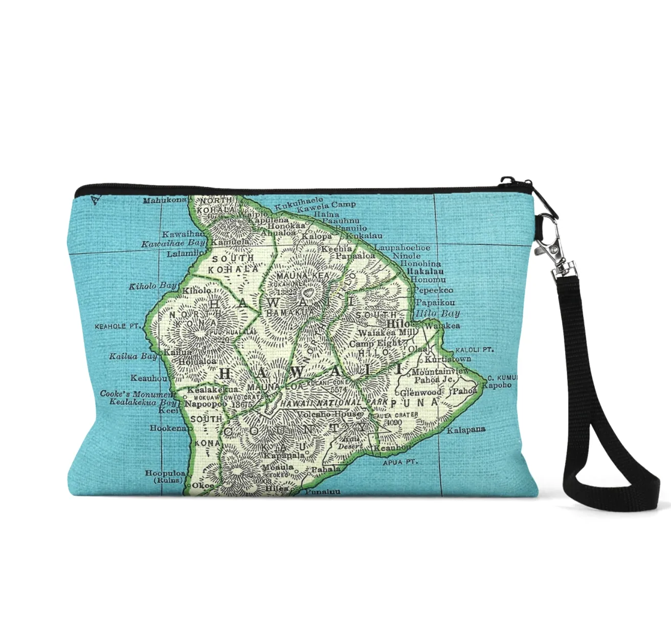 Big Island Hawaii Map Wristlet Pouch