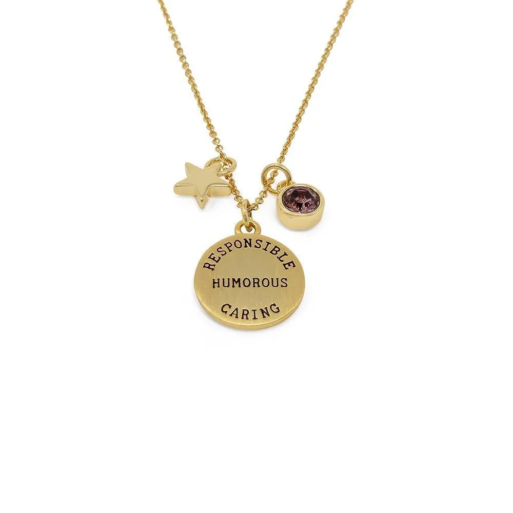 Birthstone Necklace June Gold Plated