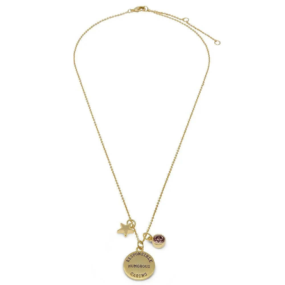 Birthstone Necklace June Gold Plated