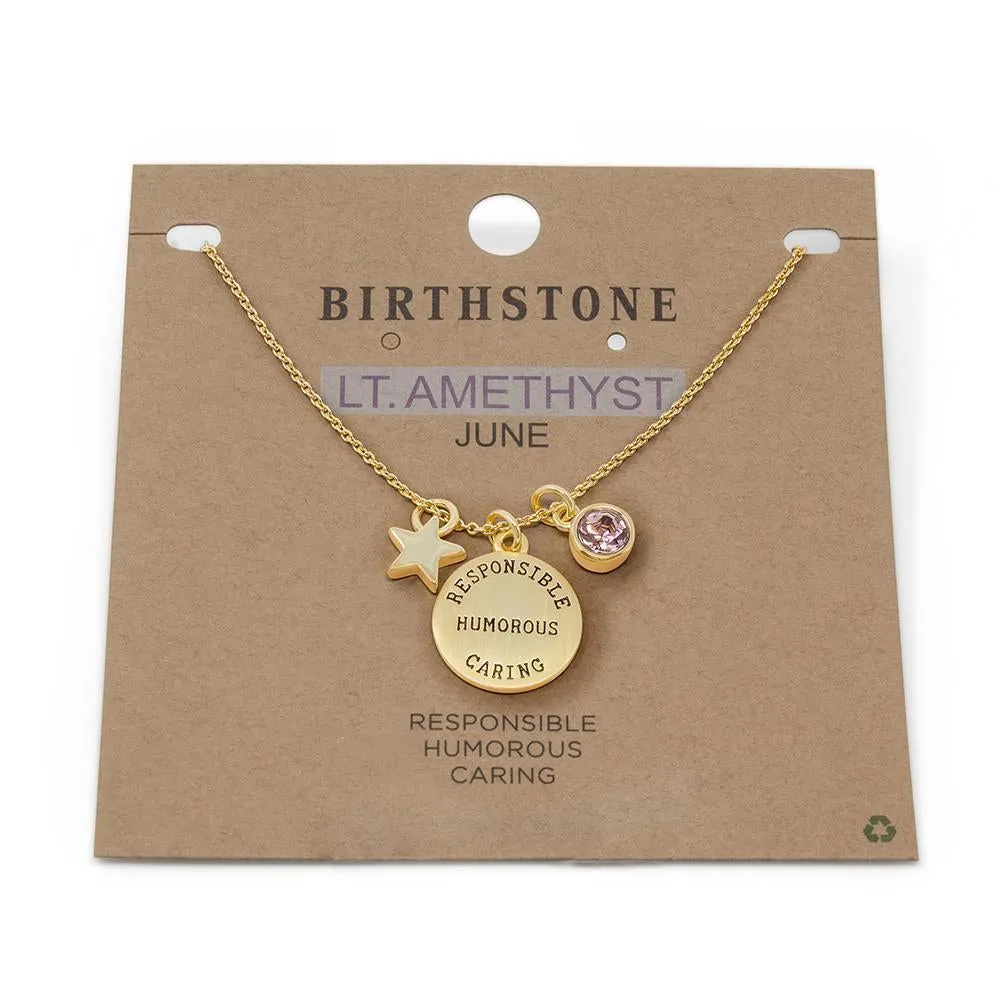 Birthstone Necklace June Gold Plated