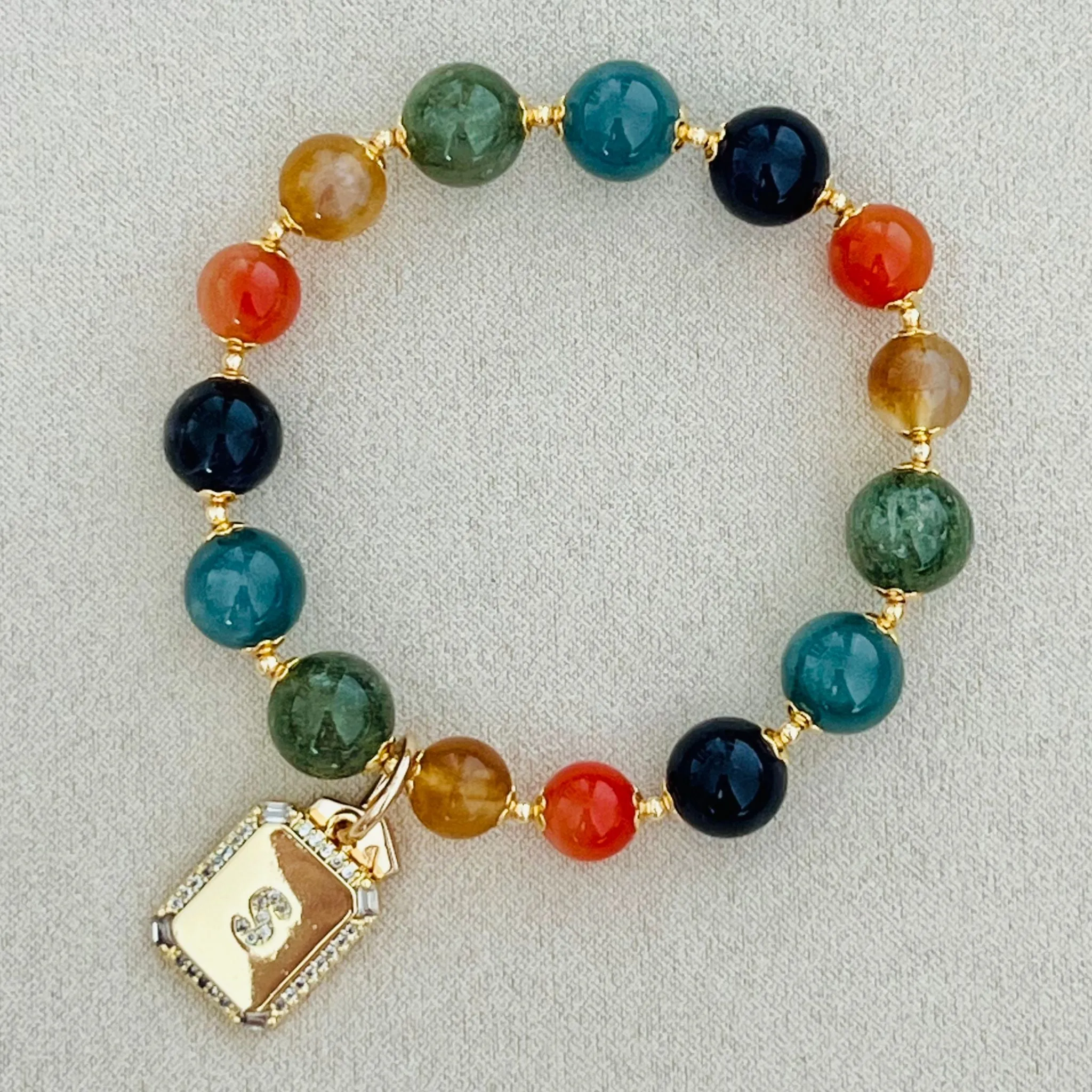 Blue Jade Rainbow Bracelet