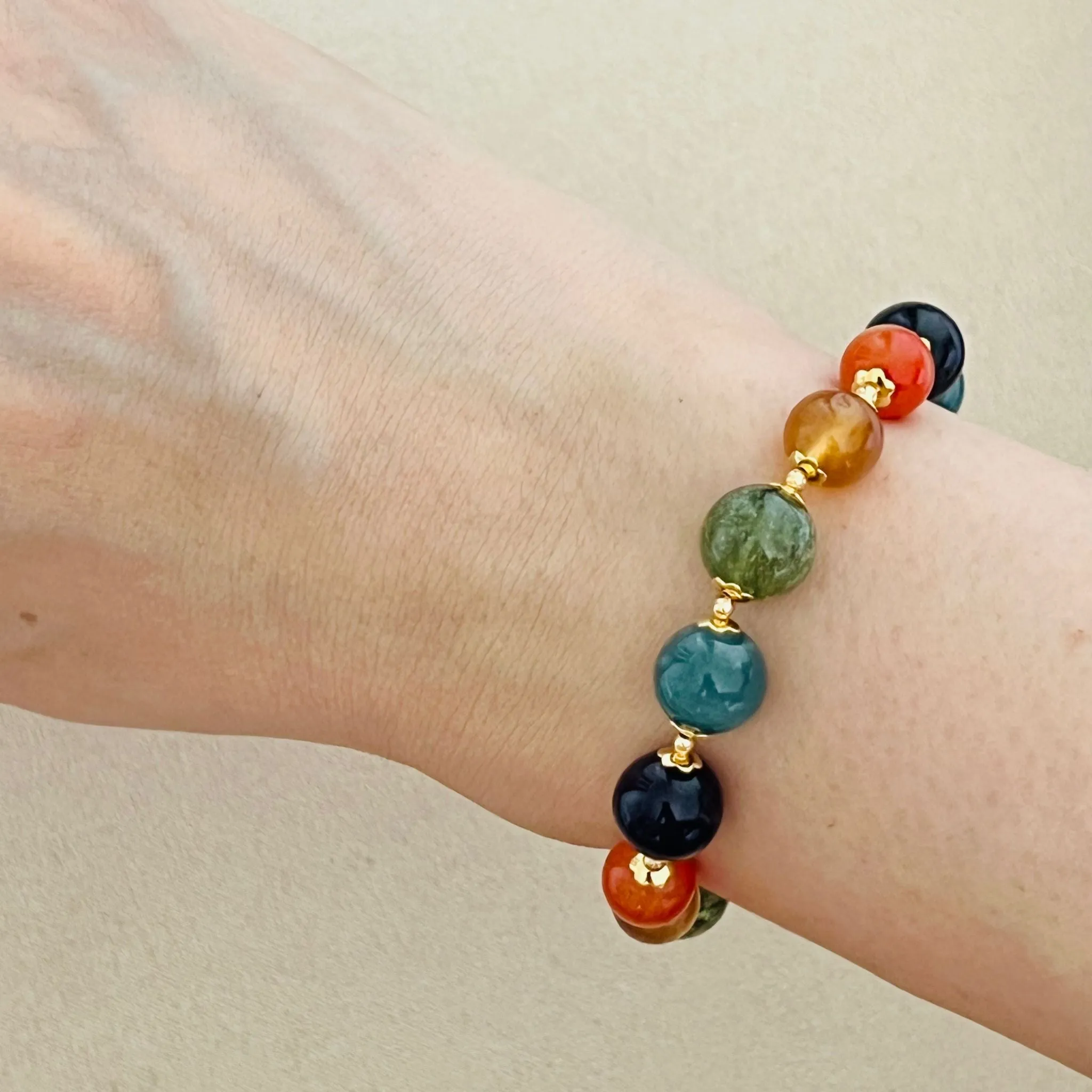 Blue Jade Rainbow Bracelet