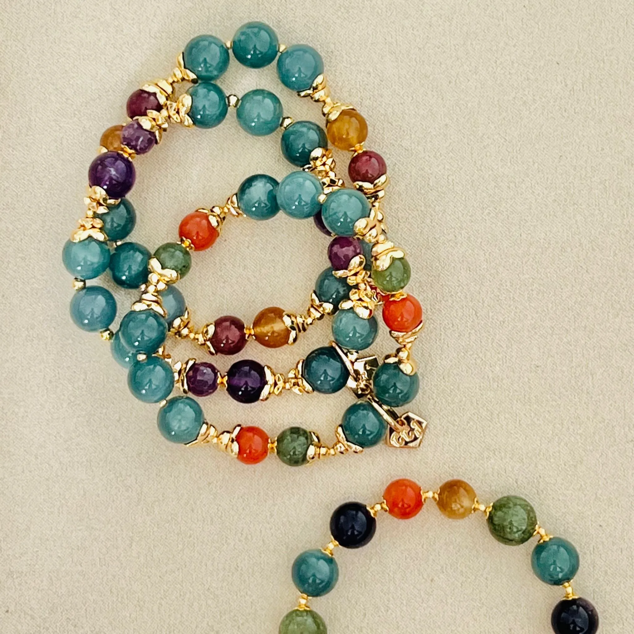 Blue Jade Rainbow Bracelet