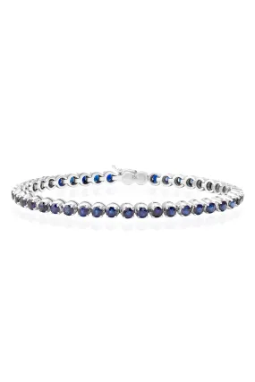 Blue Sapphire Tennis Bracelet in 18k White Gold