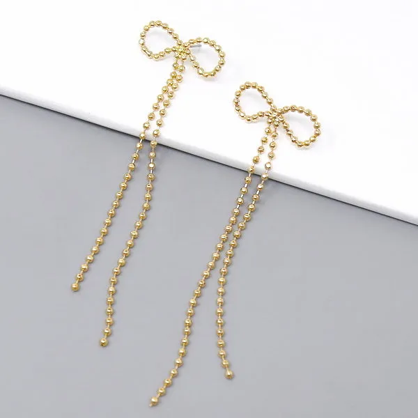 Bow Ball Chain Dangle Earrings