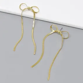 Bow Herringbone Chain Dangle Earrings