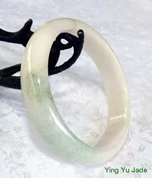 Breath of Green Veins on White Jadeite Jade Bangle Bracelet 59.5mm (BB2708)