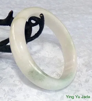 Breath of Green Veins on White Jadeite Jade Bangle Bracelet 59.5mm (BB2708)