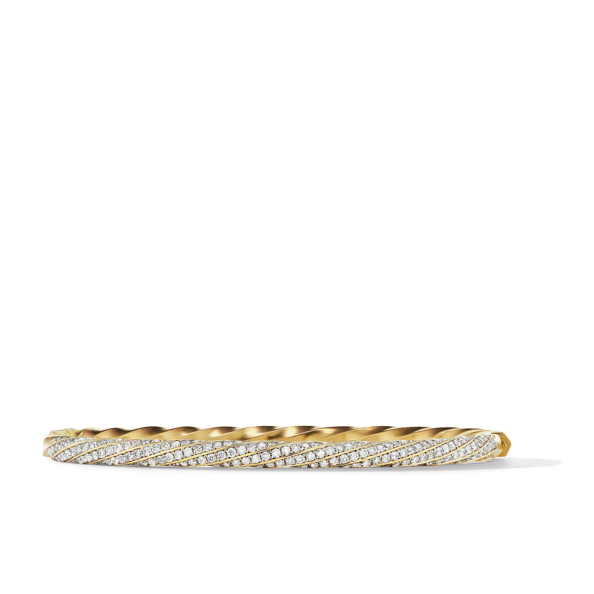 Cable Edge Bangle Bracelet in 18K Yellow Gold with Diamonds\, 4mm