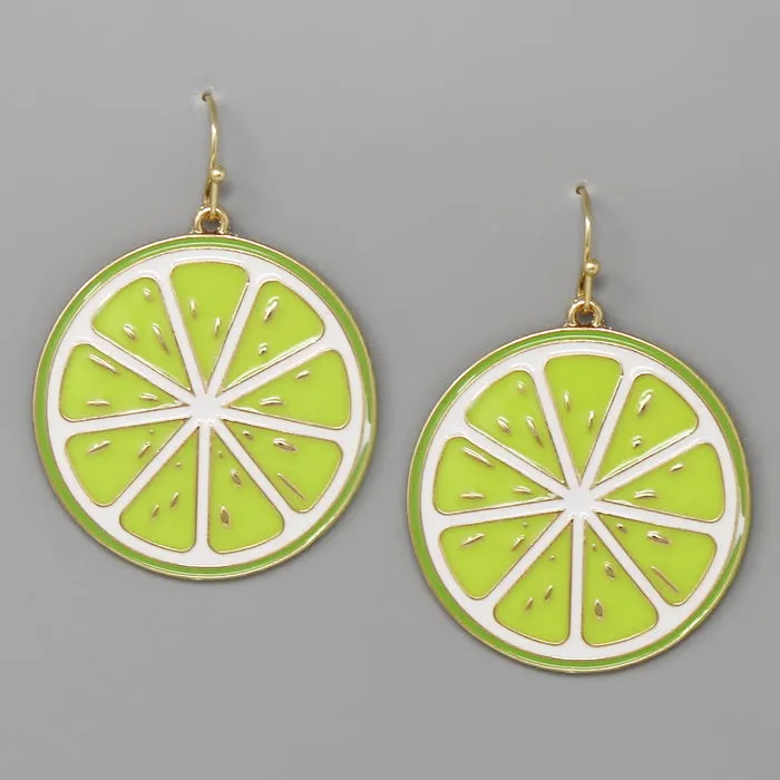 Citrus Slice Enamel Drop Earrings