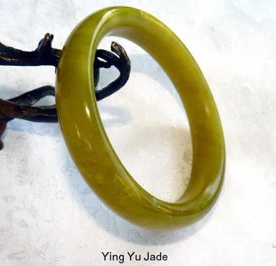 Classic Olive Green Spleen Meridian  Chinese Jade Bangle 67mm  (NJ2580)