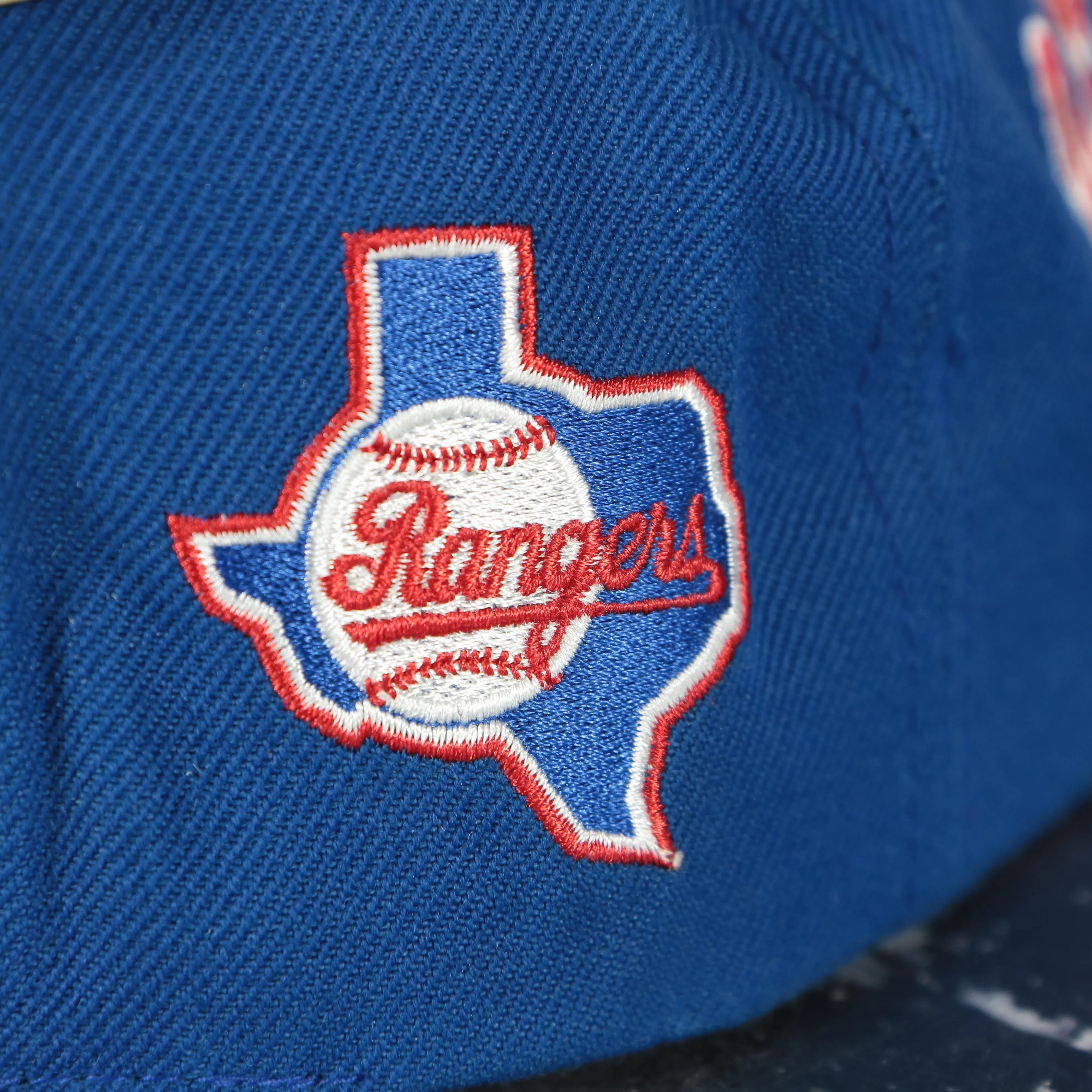 Cooperstown Texas Rangers Blockhead Green Bottom | Two Tone Blue on Red Snapback Hat