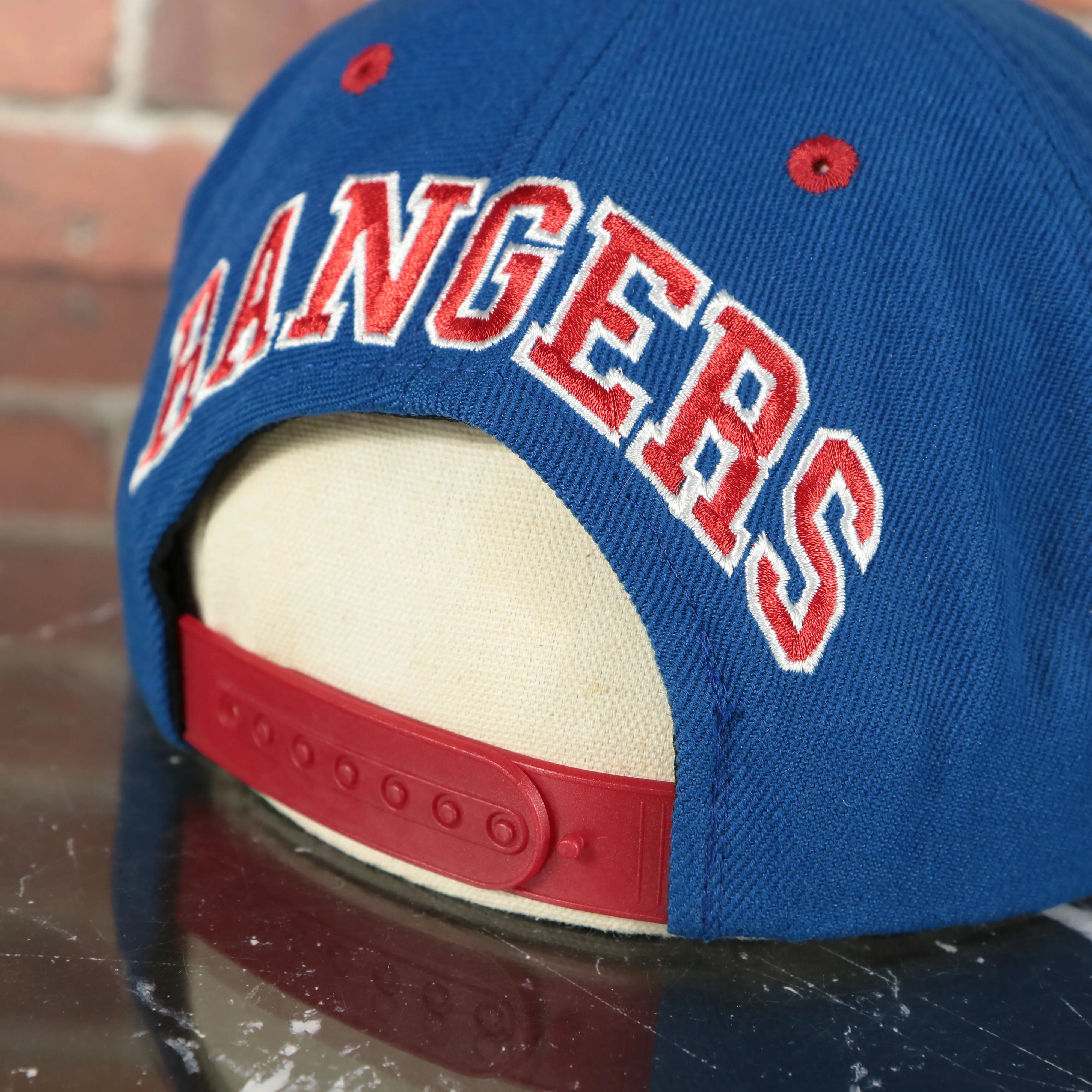 Cooperstown Texas Rangers Blockhead Green Bottom | Two Tone Blue on Red Snapback Hat