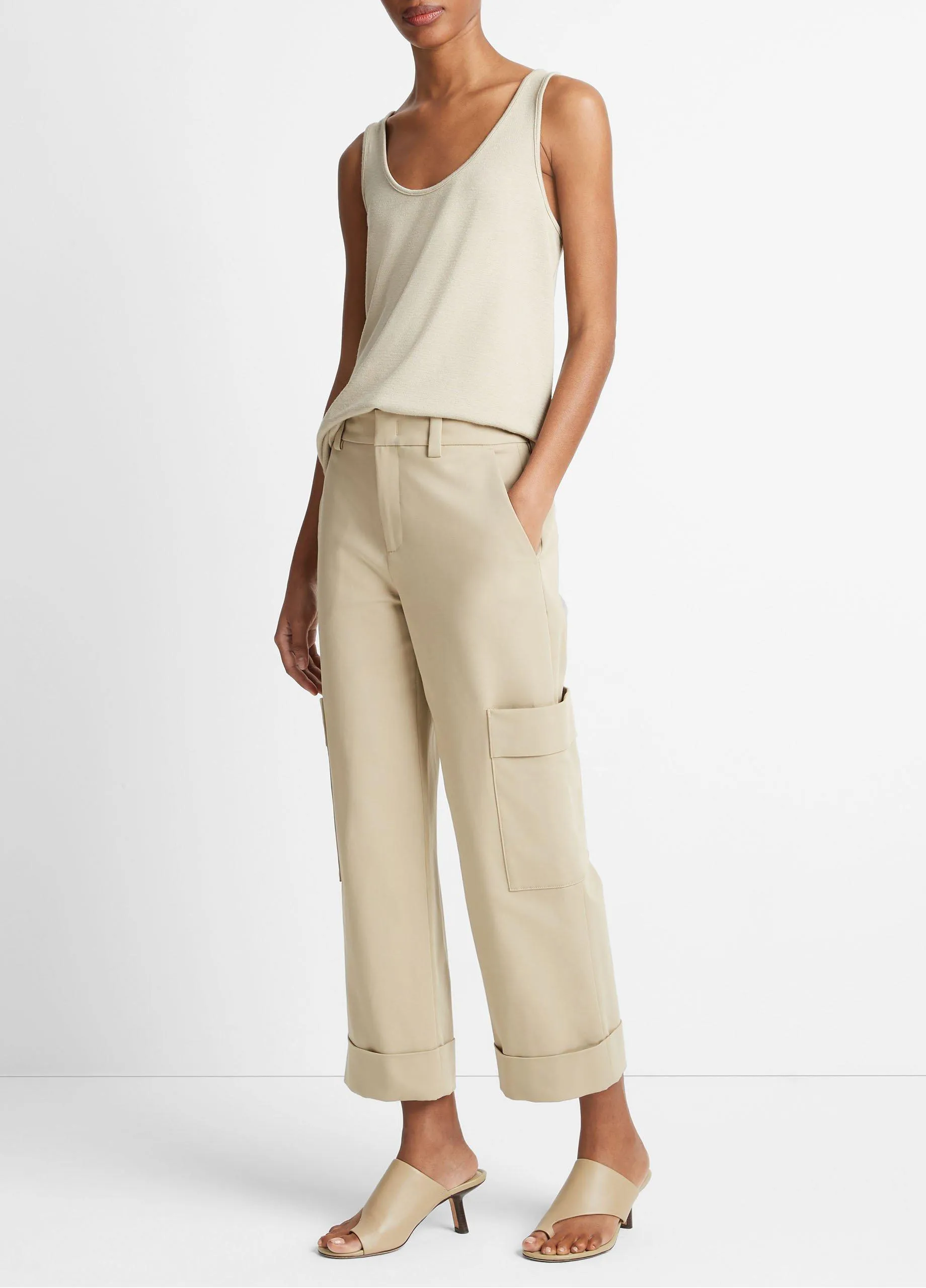 Cotton Cropped Utility Pant