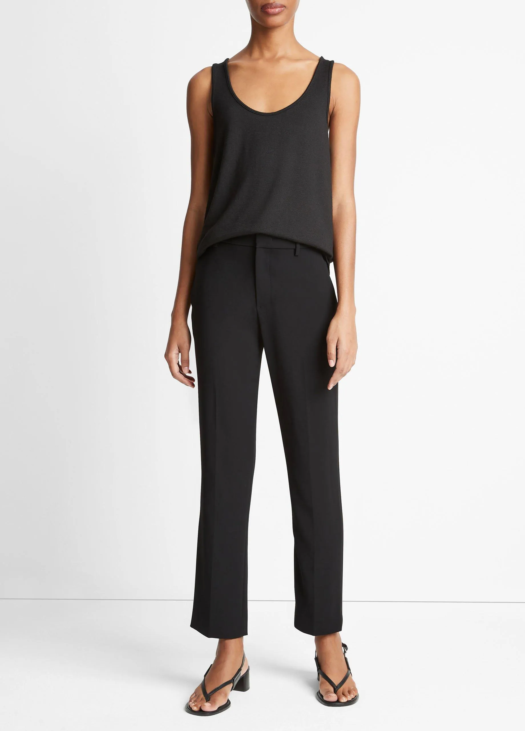 Crepe Tailored Straight-Leg Pant