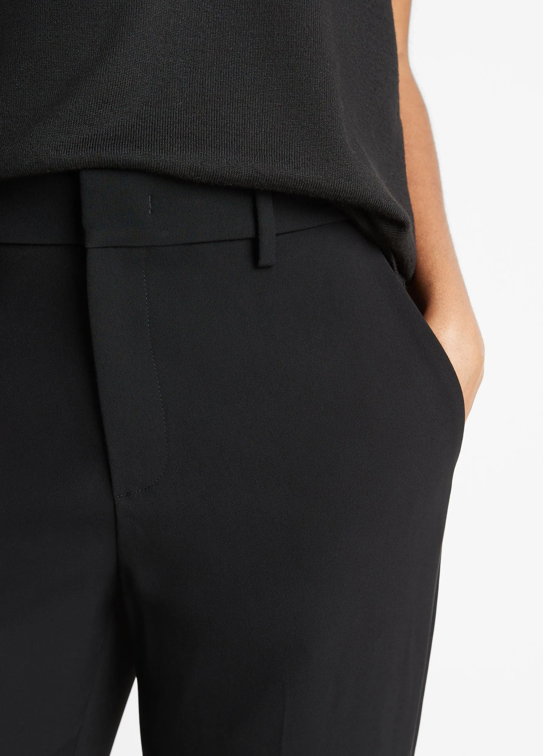 Crepe Tailored Straight-Leg Pant