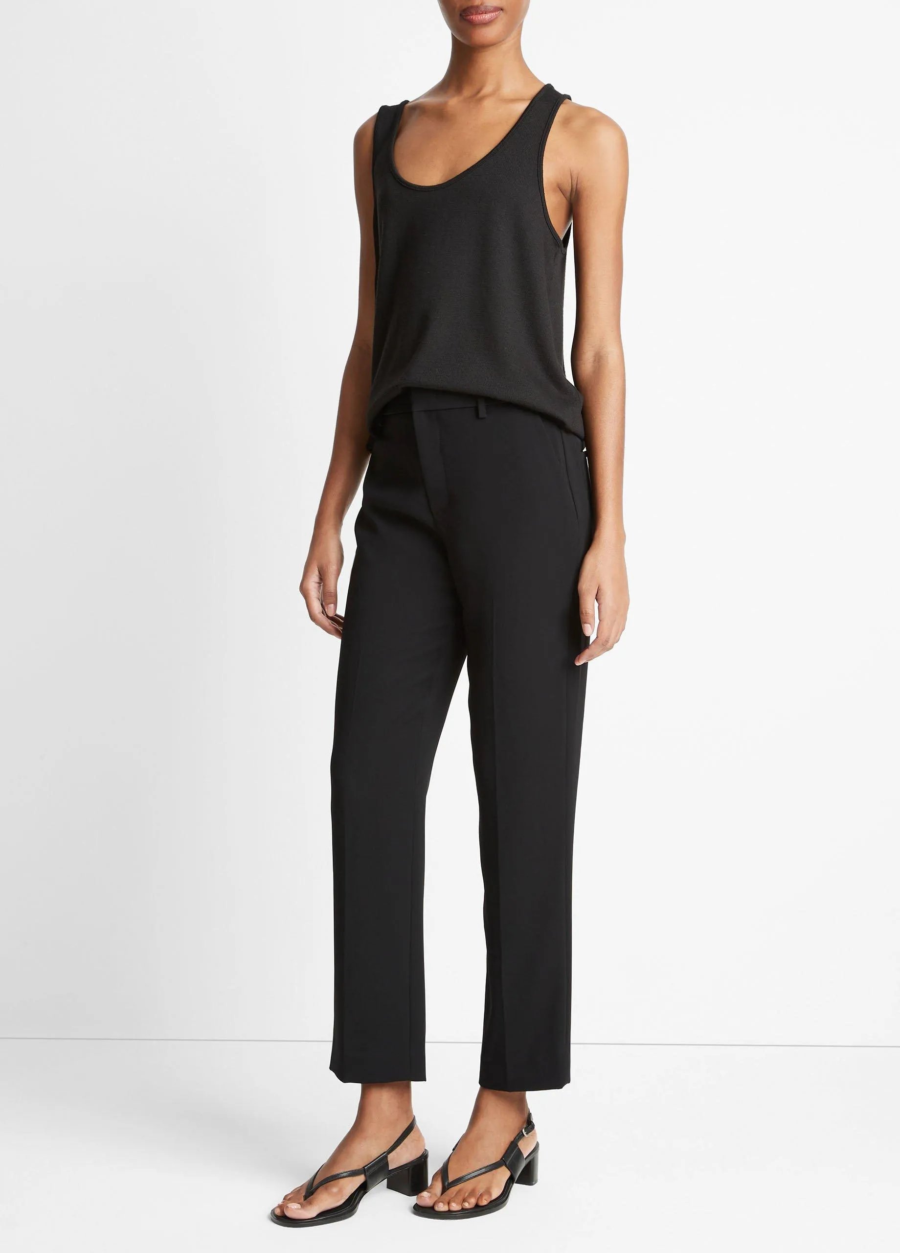 Crepe Tailored Straight-Leg Pant