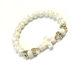 Cross Bracelet - Stretchy - Crystal Accents