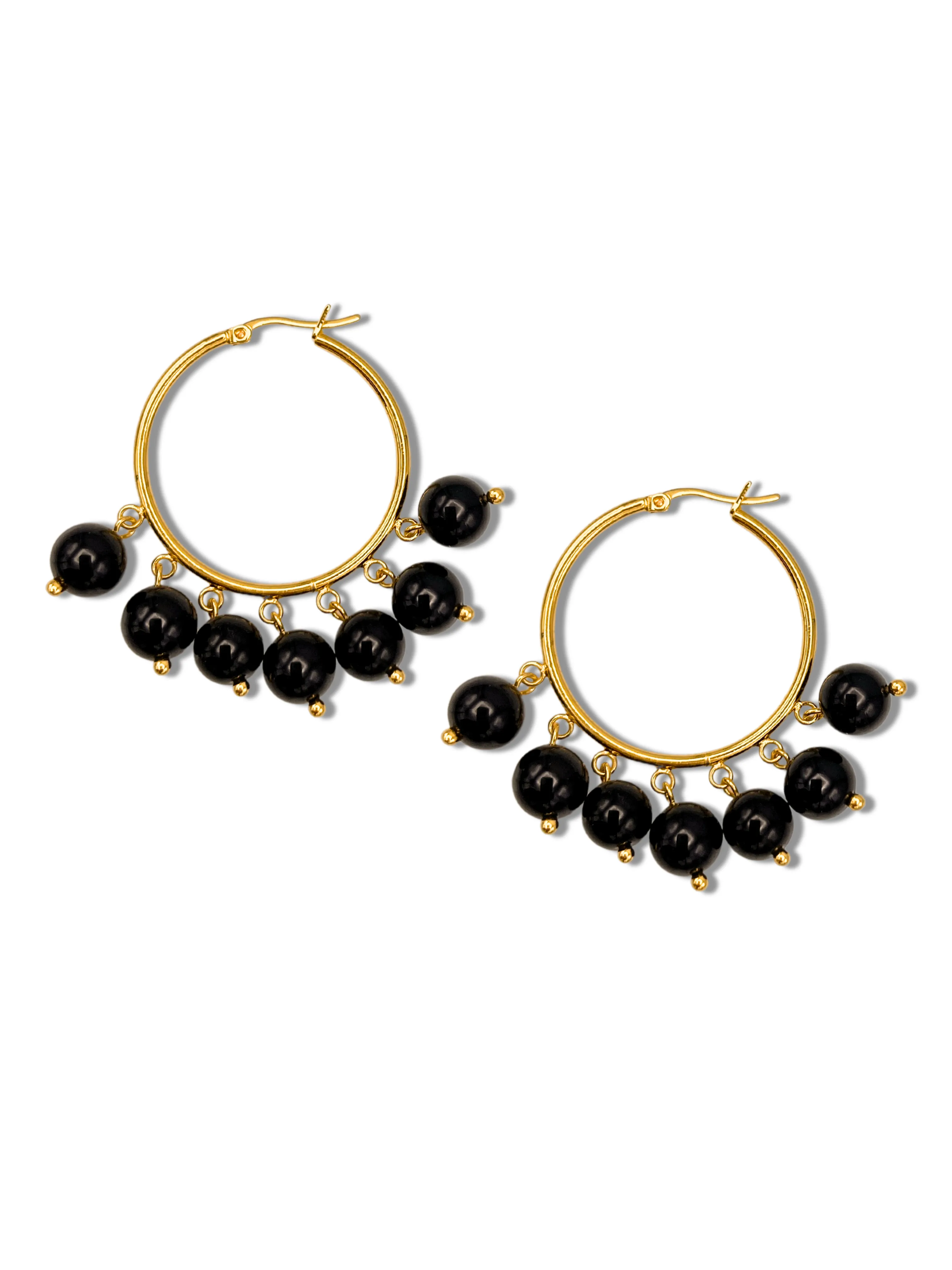 Daniela Hoop Onyx Earrings