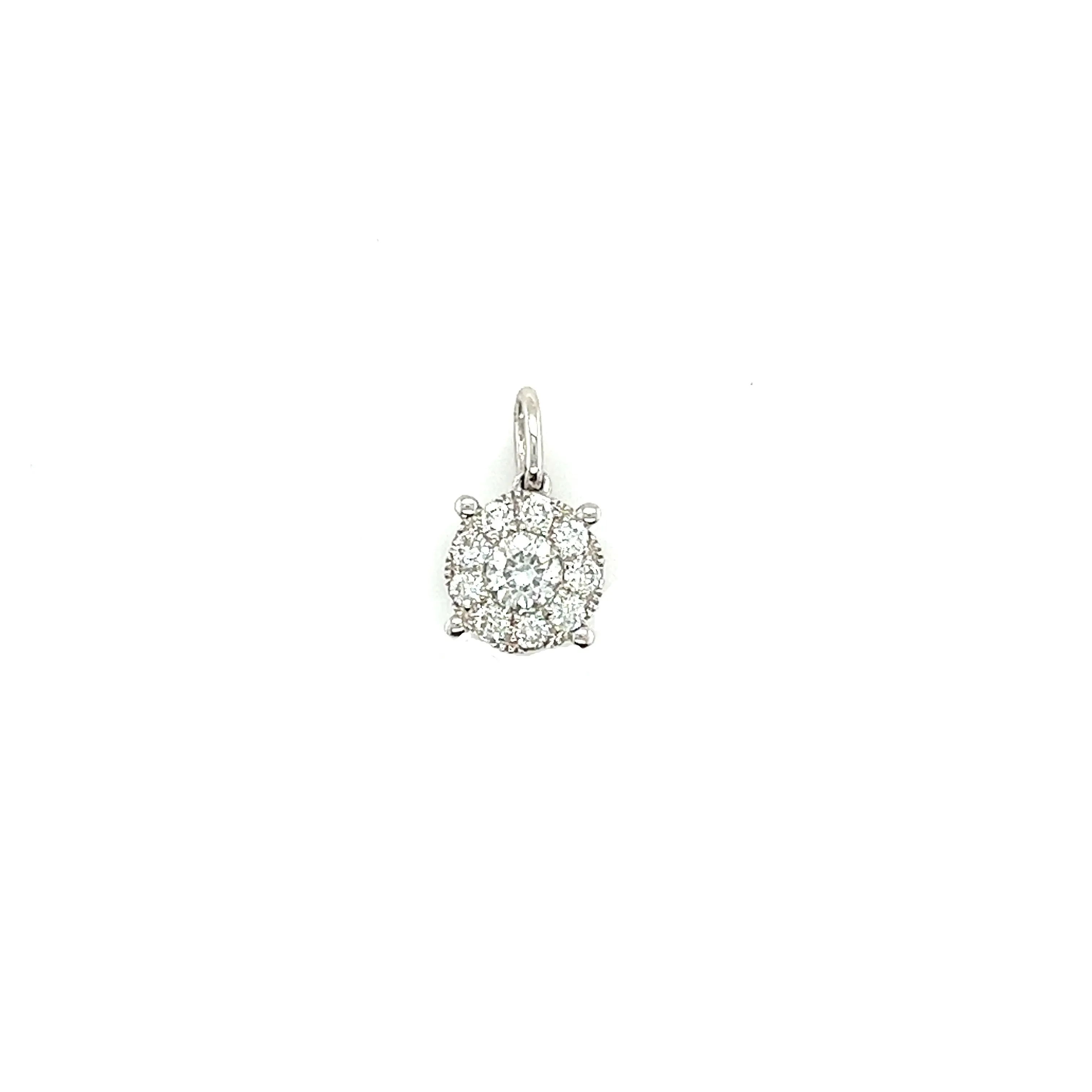 Diamond Pendant with Diamond Halo in 14K White Gold