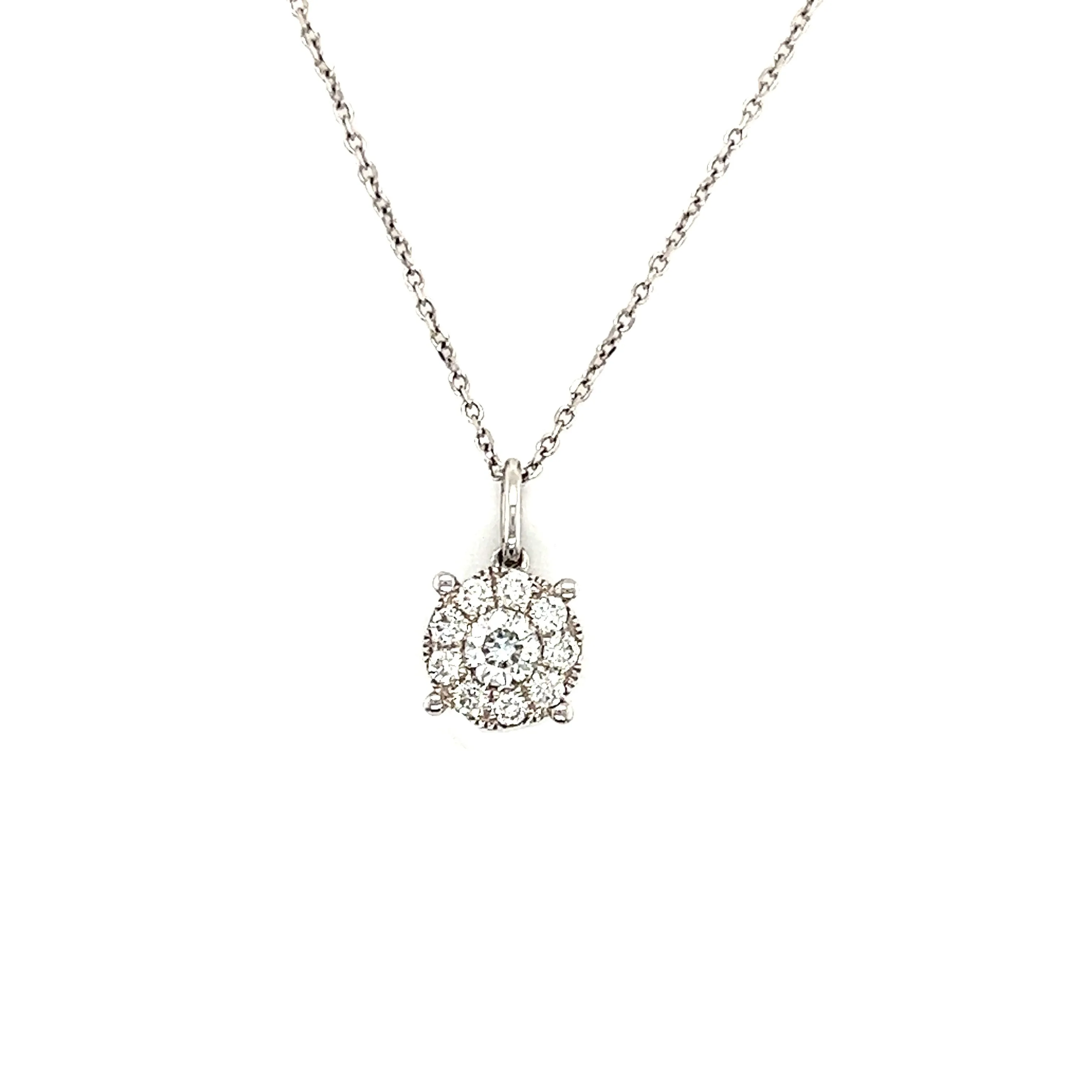 Diamond Pendant with Diamond Halo in 14K White Gold