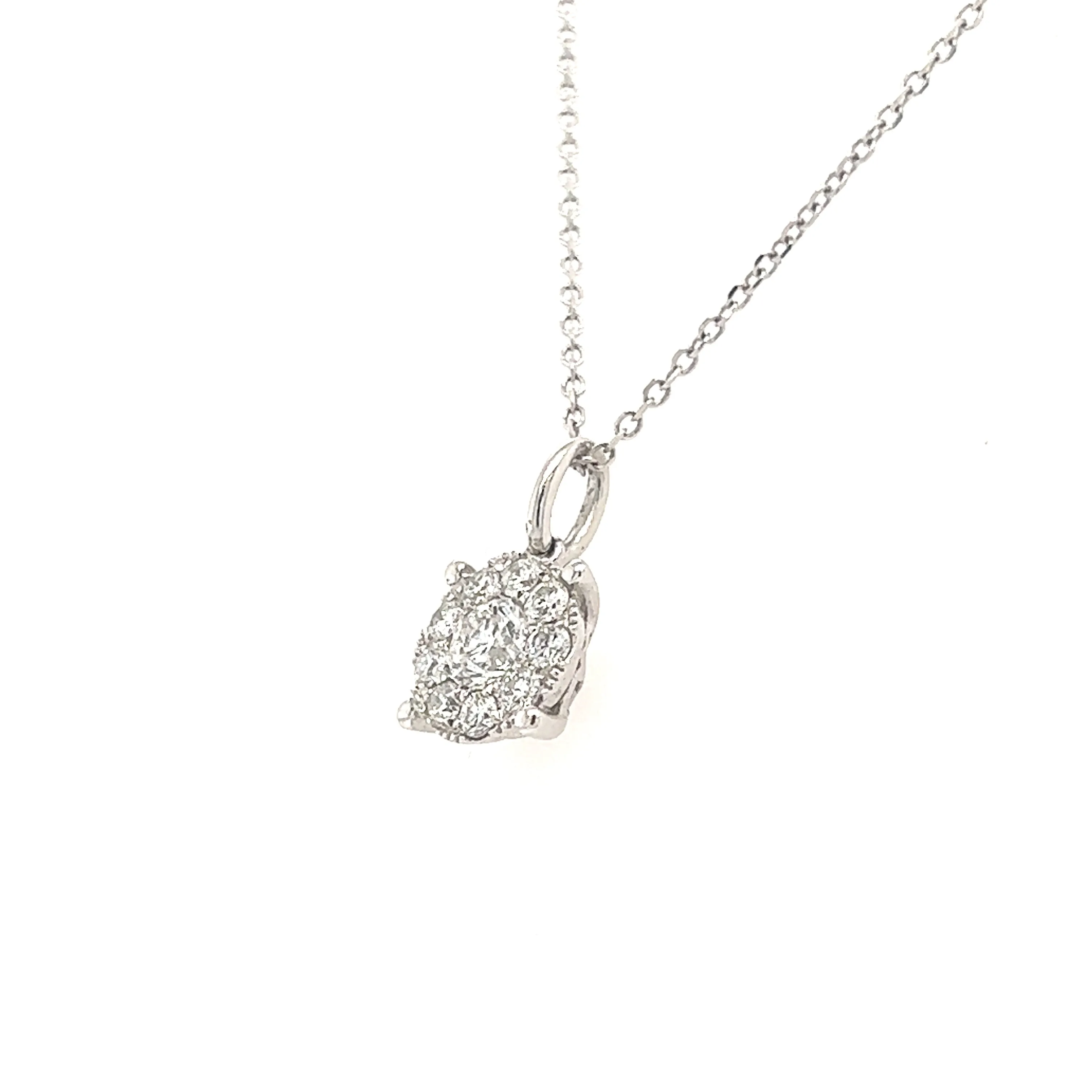 Diamond Pendant with Diamond Halo in 14K White Gold