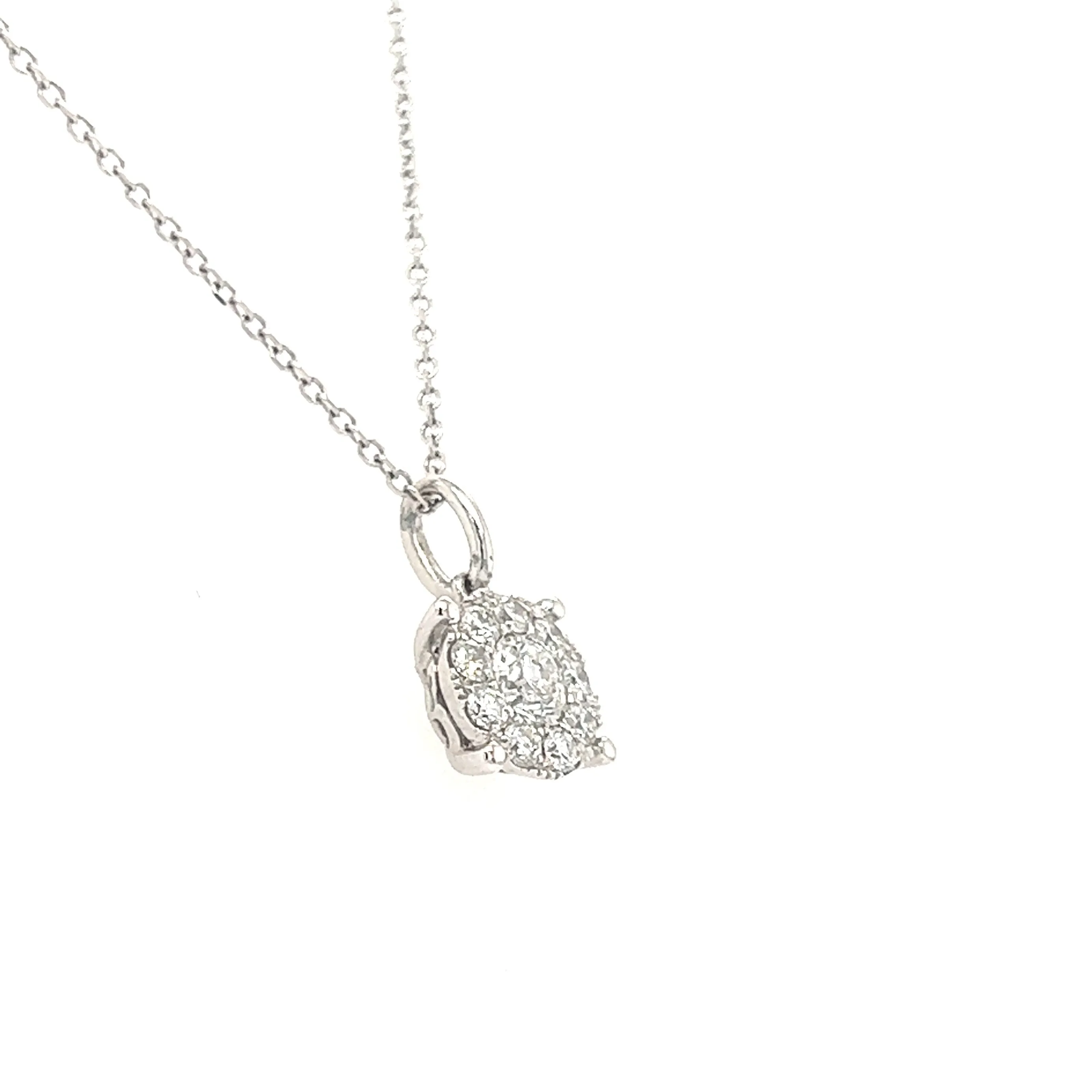 Diamond Pendant with Diamond Halo in 14K White Gold