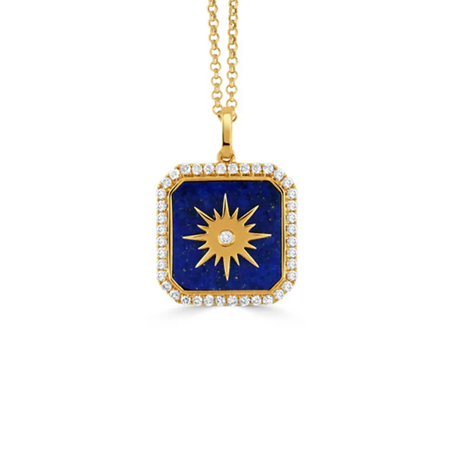 Doves by Doron Paloma 18Kt Gold Diamond & Lapis Pendant