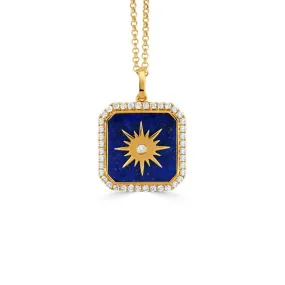 Doves by Doron Paloma 18Kt Gold Diamond & Lapis Pendant