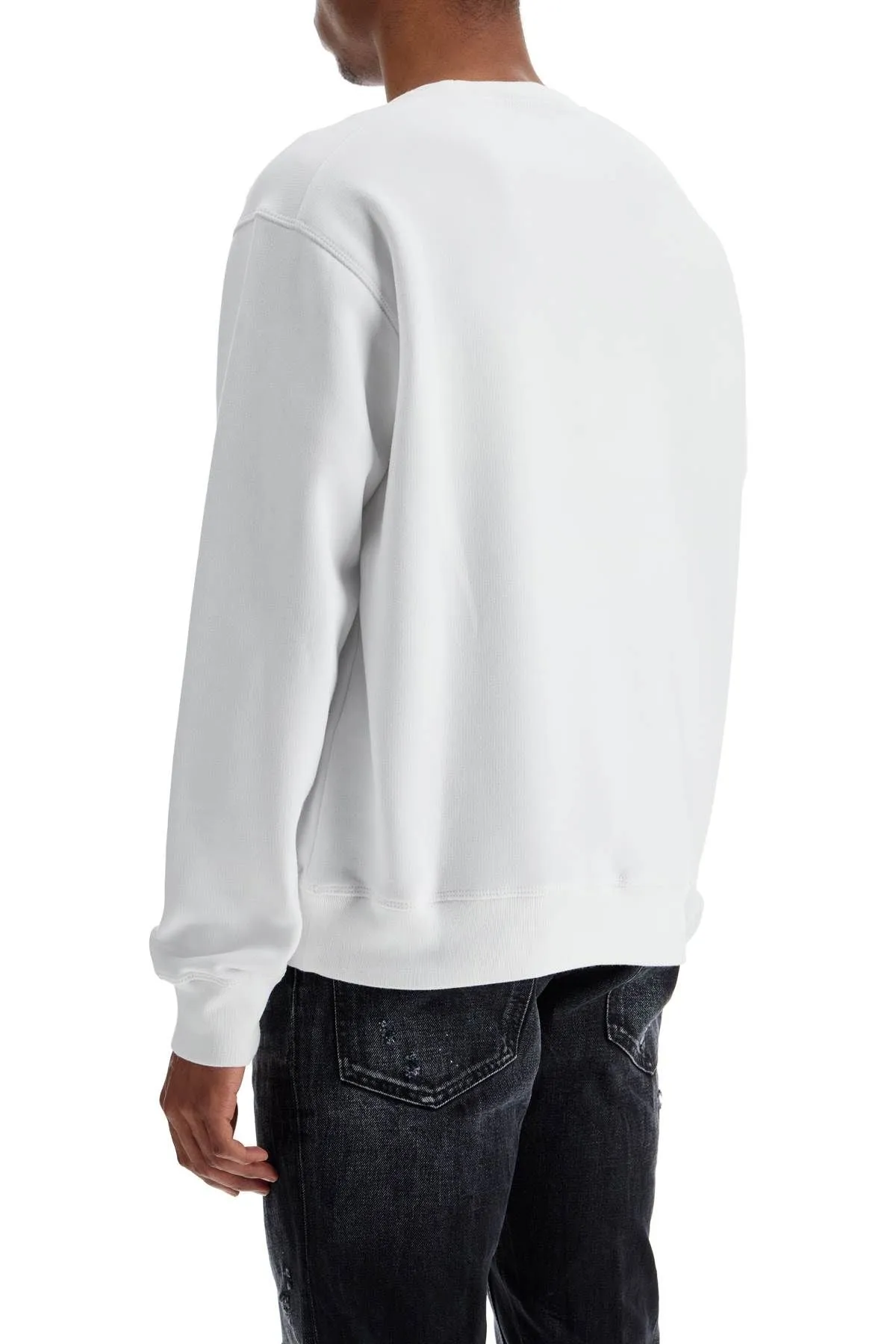 Dsquared2 White Cotton Sweatshirt With Distinctive Yellow Logo