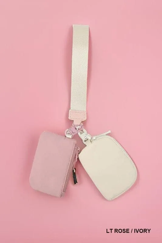 Dual Pouch Wristlet Keychain