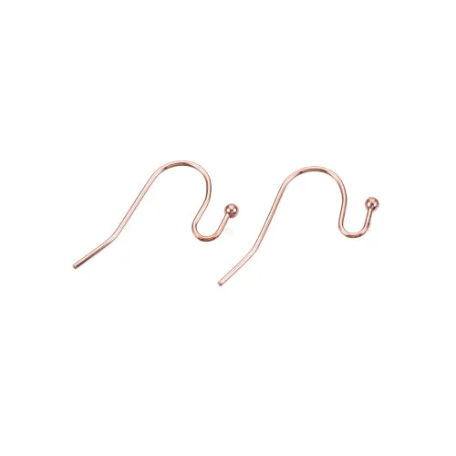 Earring Hooks, 304 Stainless Steel, Ear Wires, With Open Loop And Ball, Rose Gold, 11mm