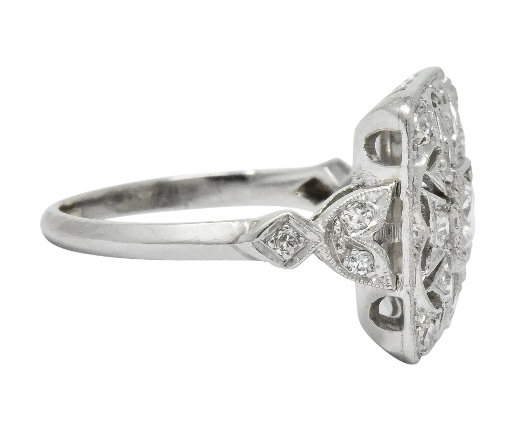 Edwardian Diamond Platinum Geometric Dinner Ring