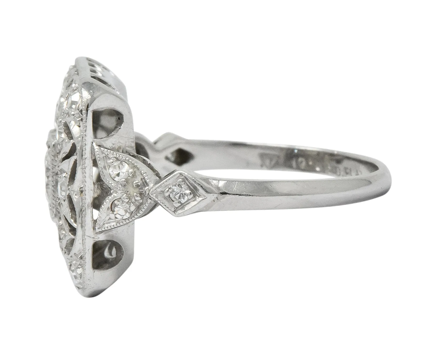 Edwardian Diamond Platinum Geometric Dinner Ring