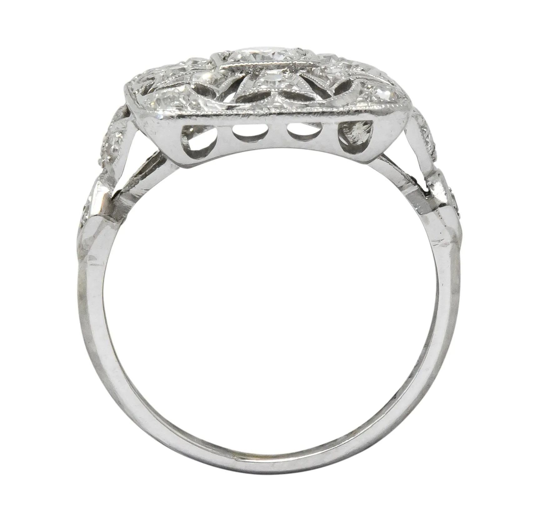 Edwardian Diamond Platinum Geometric Dinner Ring