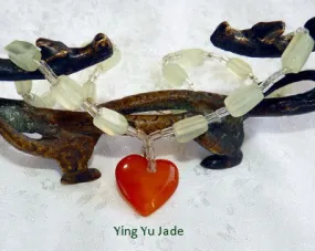 Elegant Chinese Jade Bead Necklace with Heart 16 (NJNECK-71