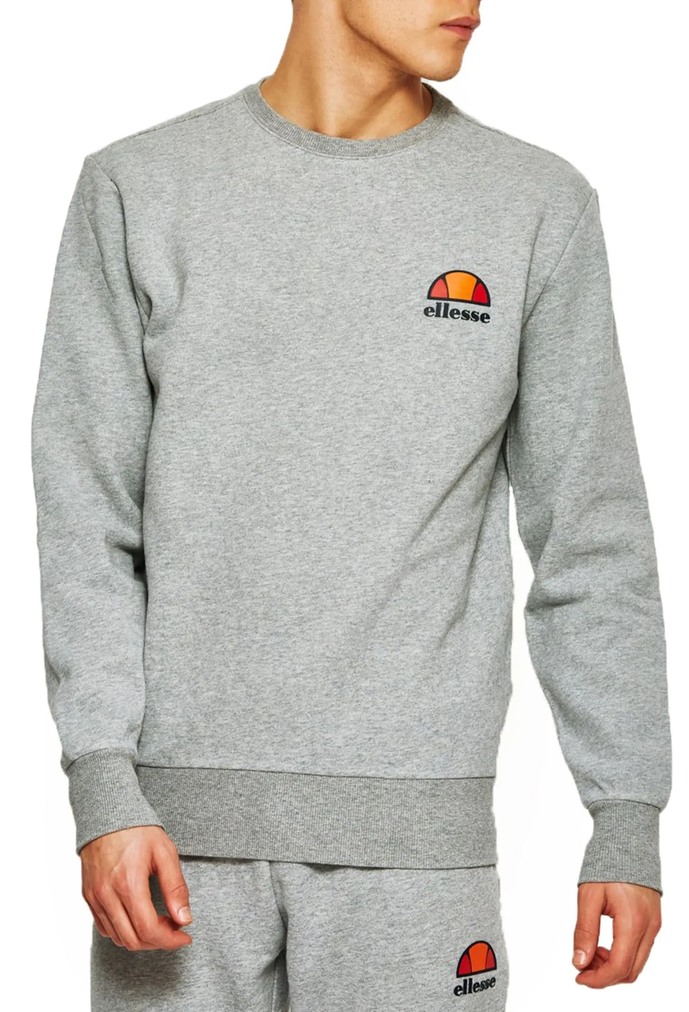 Ellesse Diveria Logo Crew Neck Sweatshirt Grey Marl