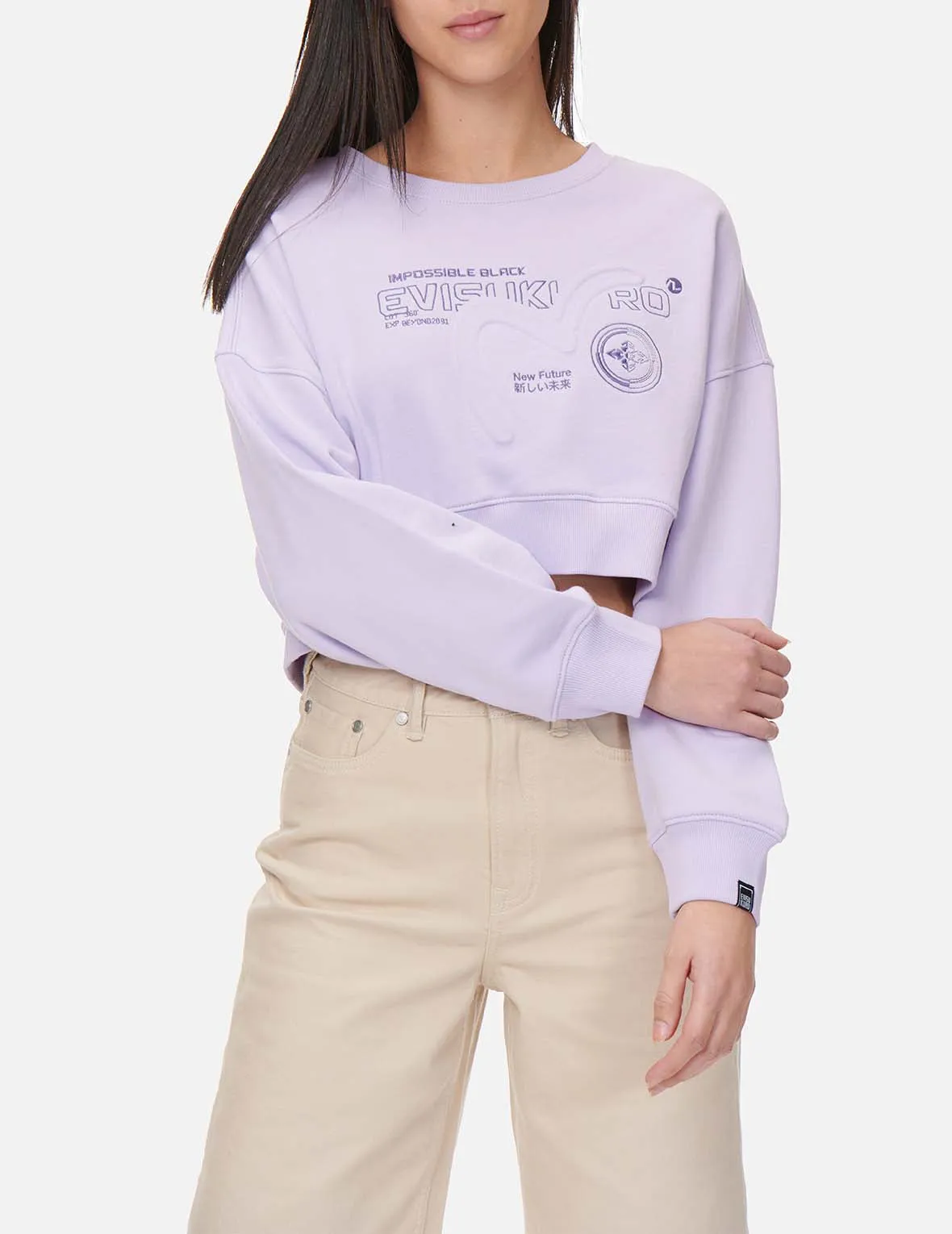 Embossed Seagull Cropped Sweatshirt