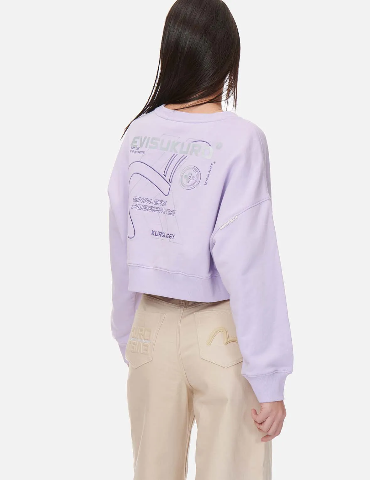 Embossed Seagull Cropped Sweatshirt