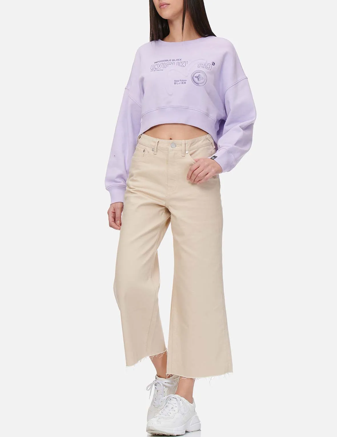 Embossed Seagull Cropped Sweatshirt