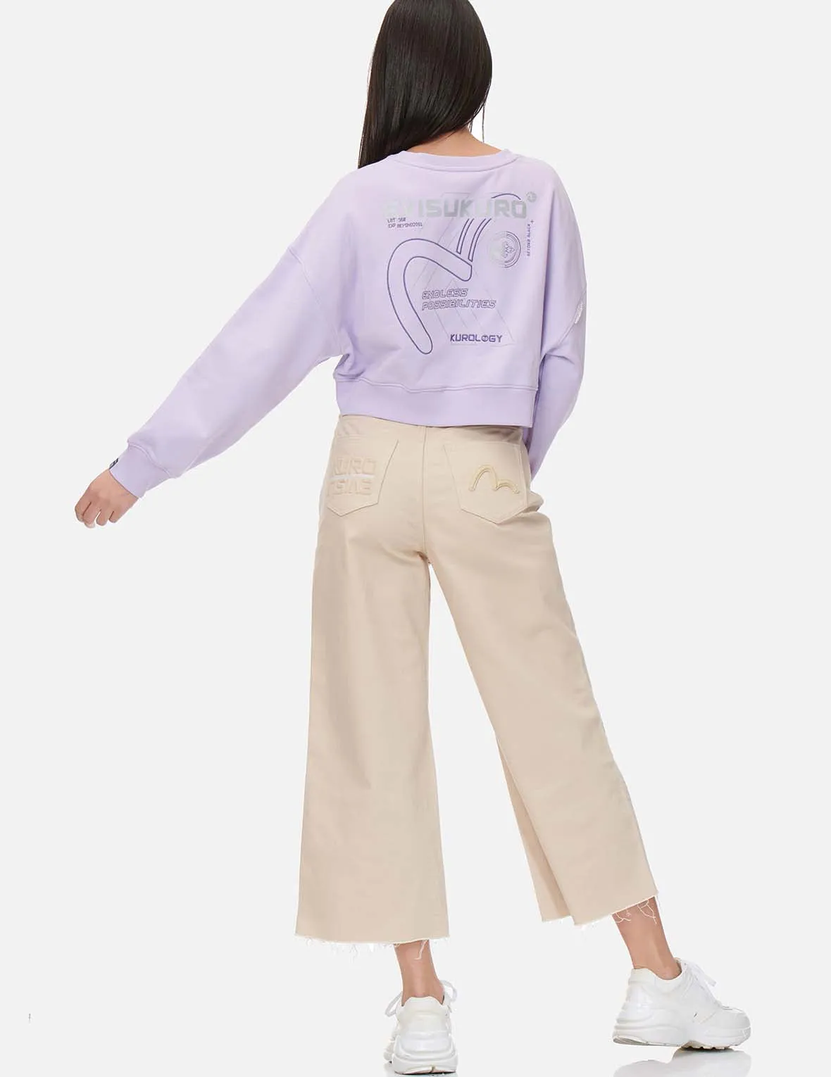 Embossed Seagull Cropped Sweatshirt