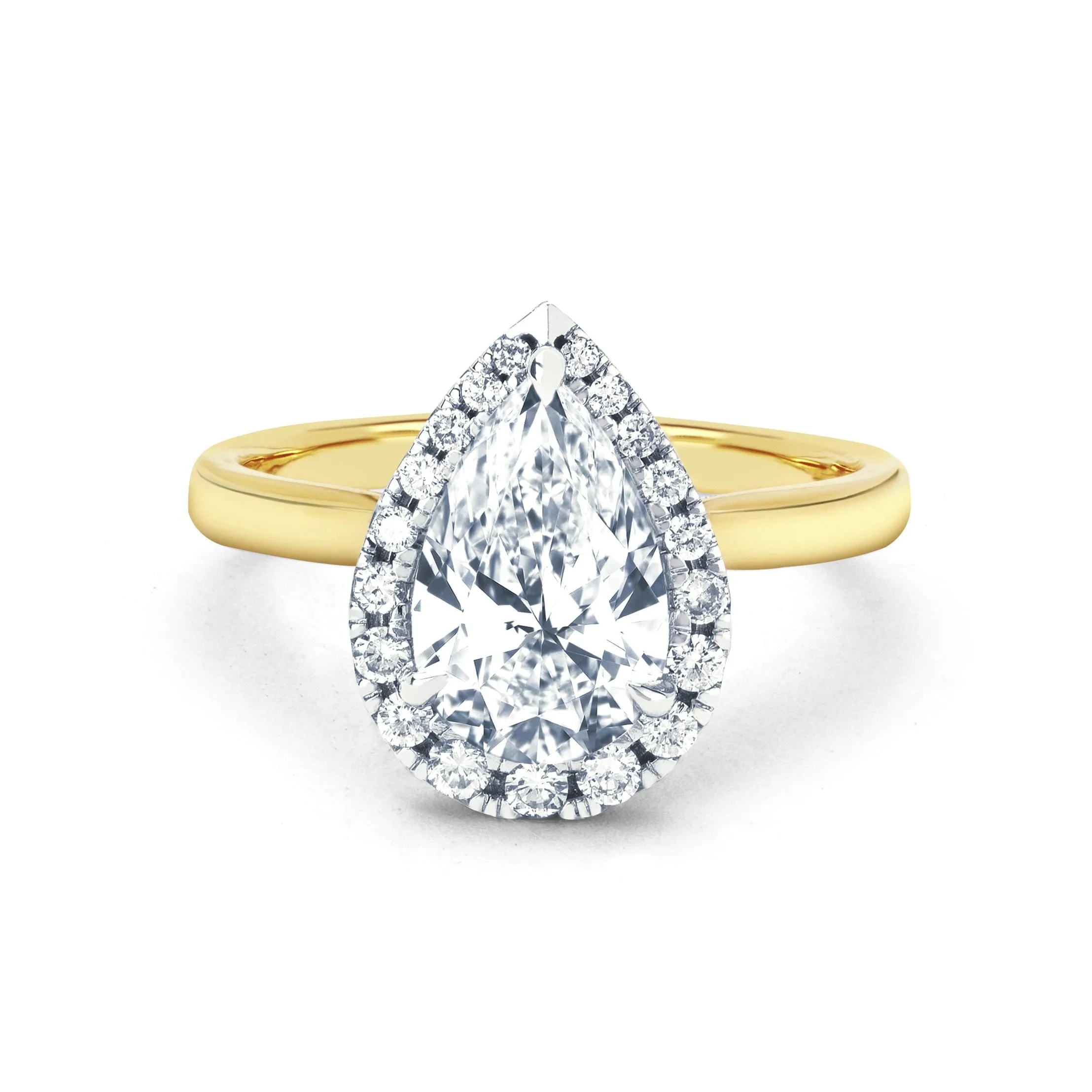 Eternal Water Drop Diamond Setting with Full Pavé Halo